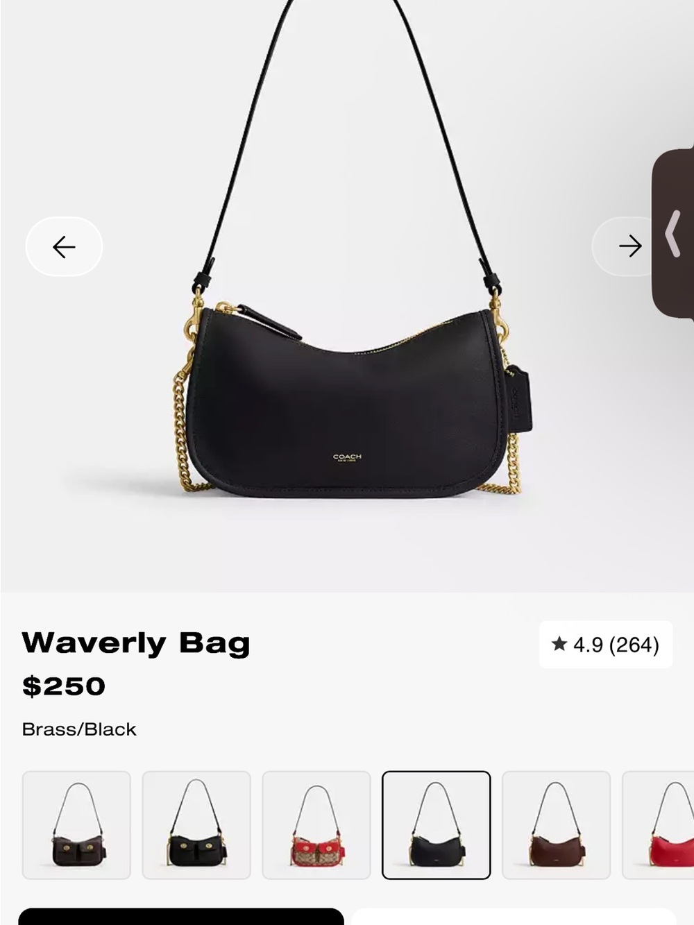 Coach Waverly Black Leather Shoulder Bag - Picture 6 of 6